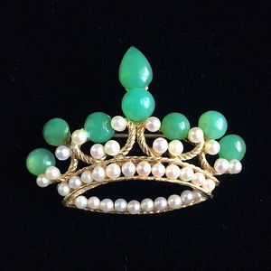 🖤Vtg SWOBODA💕natural gemstone Crown brooch